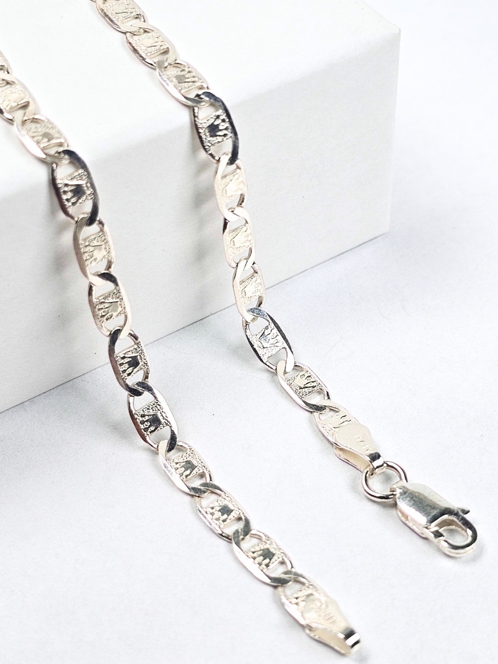 Mariner Chain 3.8mm Rolex Crown Design Men’s 925 Sterling Silver 60cm